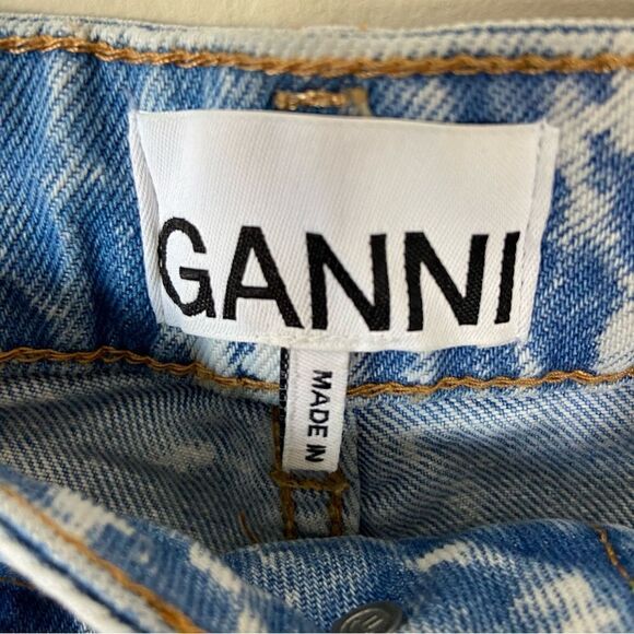 Ganni Betzy Blue Jeans Bleached Wide Leg High Waist Flare Size 24 - Picture 11 of 14